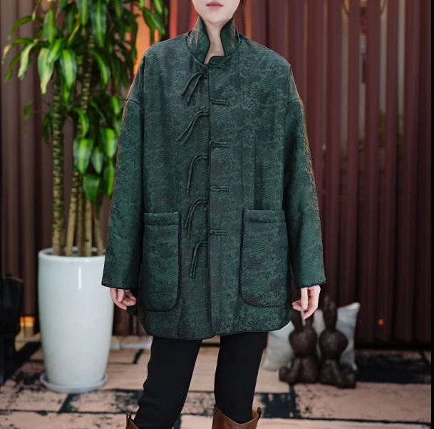 【禧宝的小店】绿麒麟新雪丽香云纱棉袄J24423-2