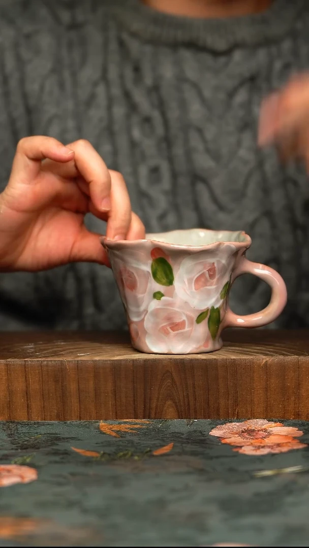 杯釉下彩手工手绘同款陶器