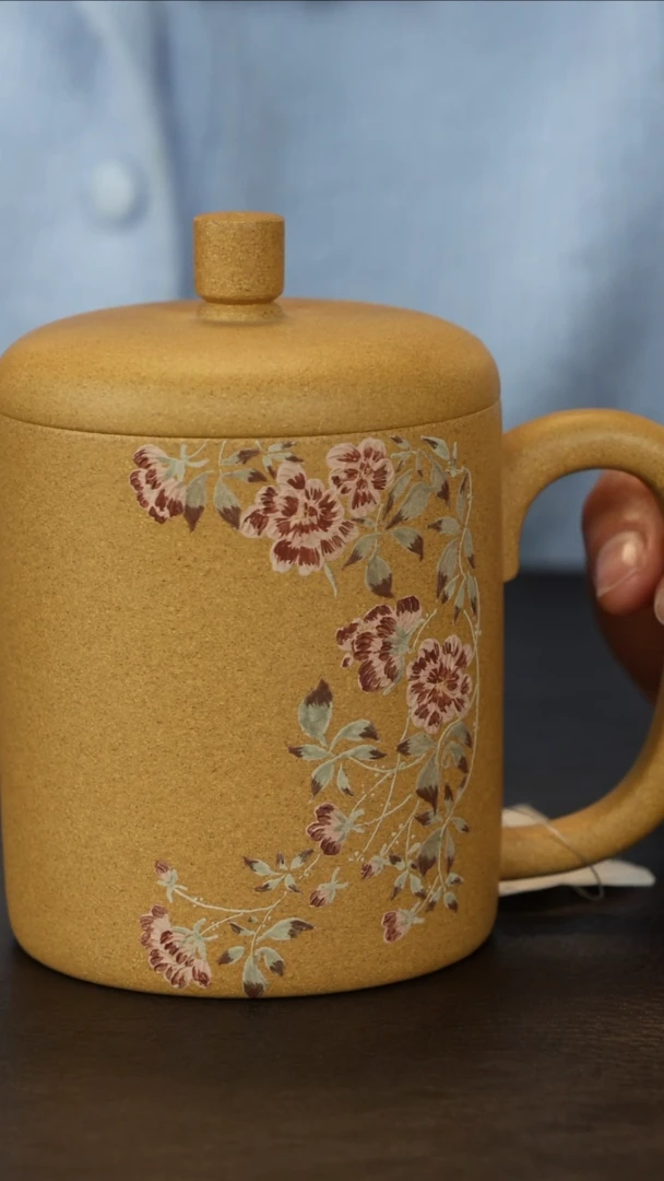 【闪购商品】紫砂茶杯直播福利黄金段泥绘海棠盖杯