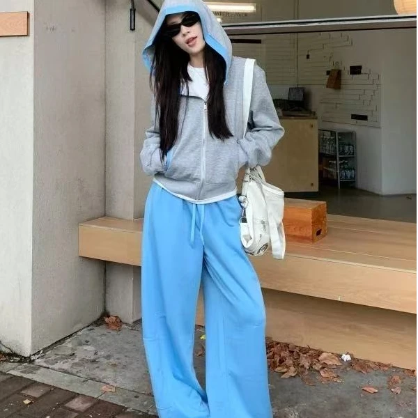 2719宽松休闲秋季百搭休闲运动套装印花运动韩版直筒卫衣