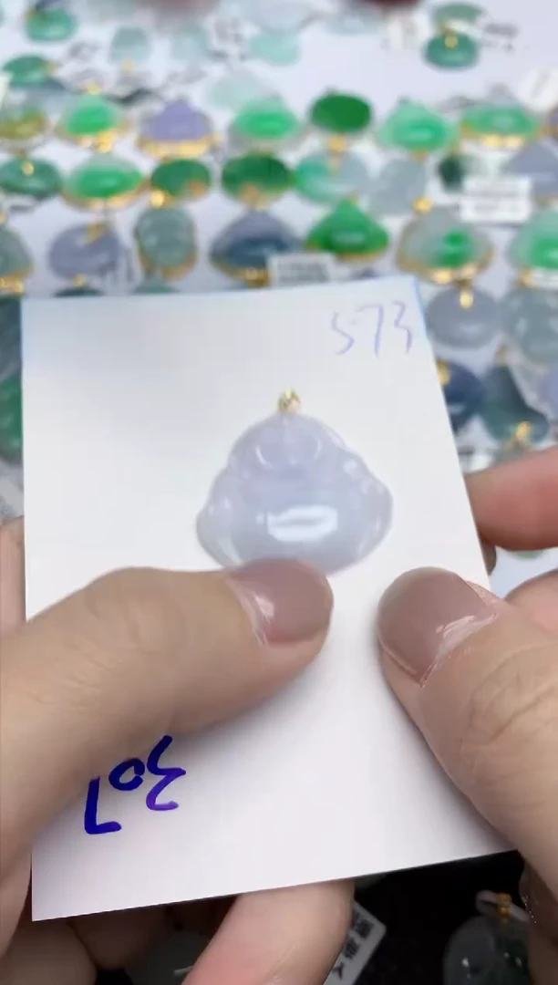 【闪购商品】翡翠挂件18K金镶嵌天然翡翠A货