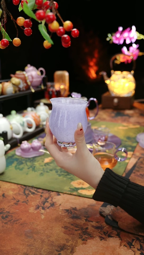 【闪购商品】紫色水晶琉璃水仙主人杯110cc