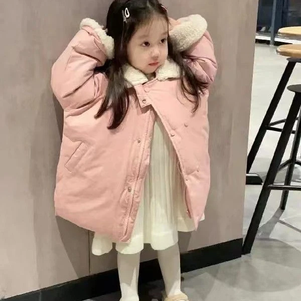 韩国童装女童棉服冬装外套2024新款女宝宝加厚保暖儿童中长款棉衣