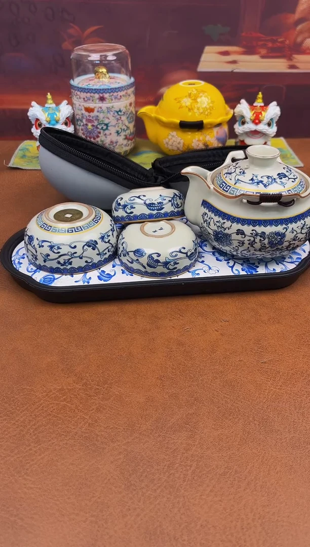陶瓷茶具摆件旅行套组