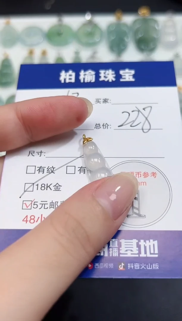 翡翠18K金镶嵌颈饰13豆子