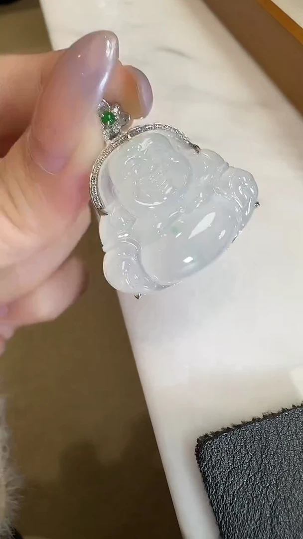 吊坠(不含链)18K金镶嵌翡翠【源头工厂】钻石镶嵌