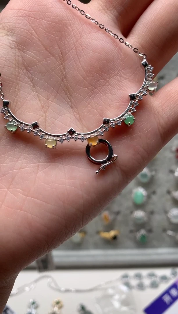 银S925镶嵌戒指翡翠项链1