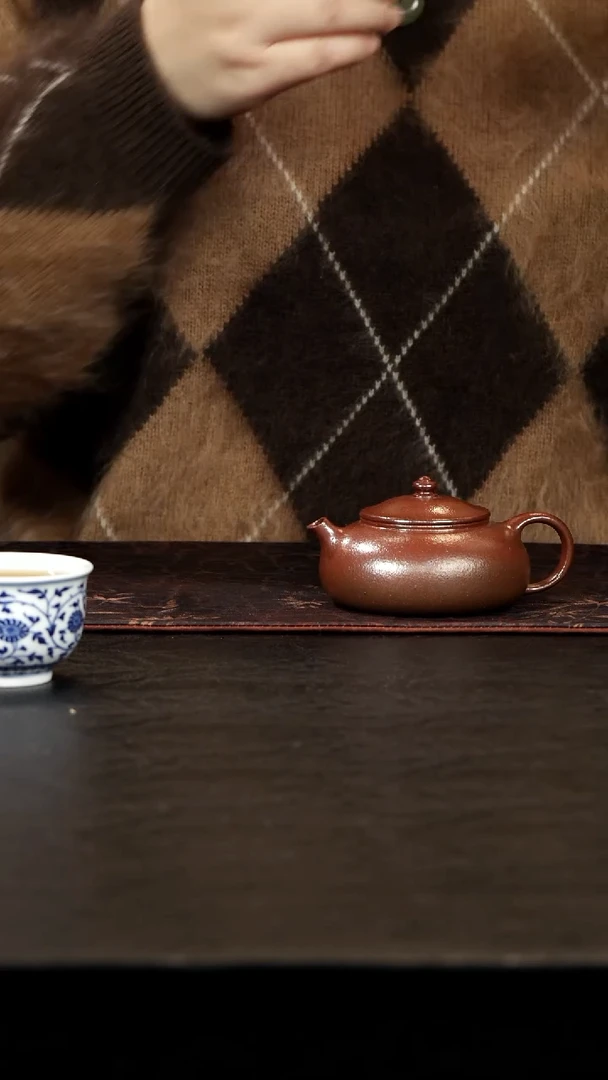 茶壶紫砂柴烧红降坡寒江150cc