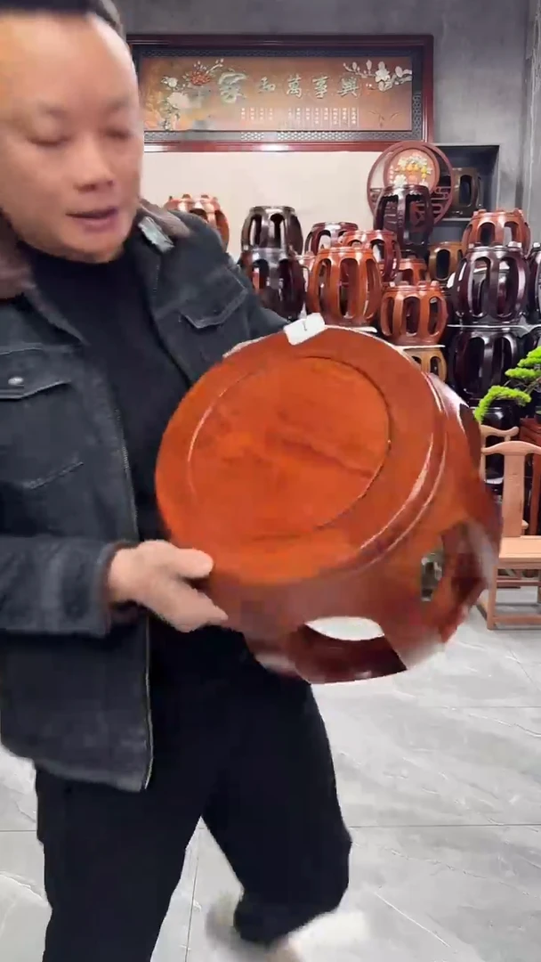 【闪购商品】花梨木类家具【微瑕】花梨色小号鼓凳单个1号