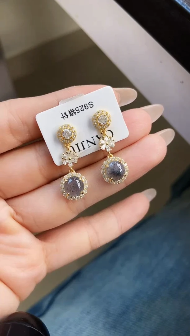 银S925镶嵌翡翠耳饰12