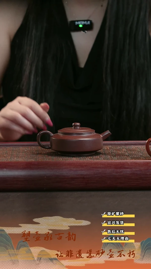茶壶紫砂宜兴原矿紫砂壶 周盘 茄皮紫