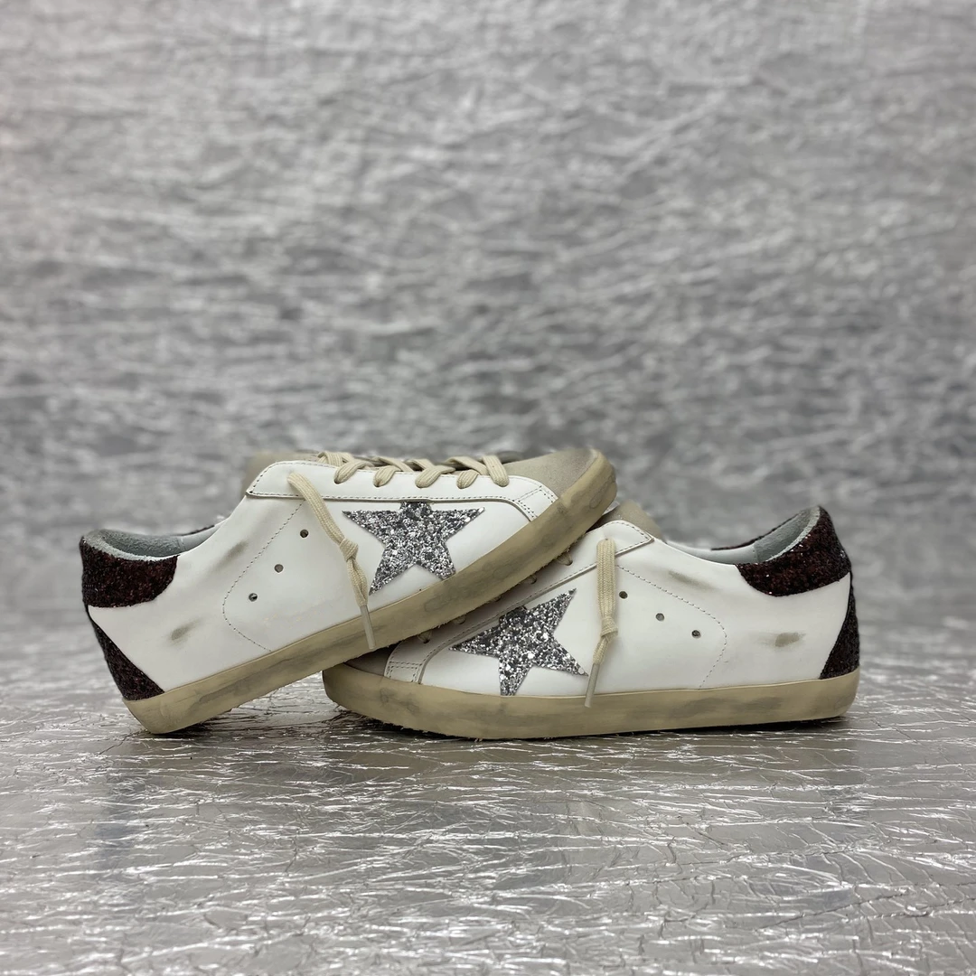 GENIUS GIRAFFE S系列棕红尾银亮片星做旧星星小脏鞋女复古内增高