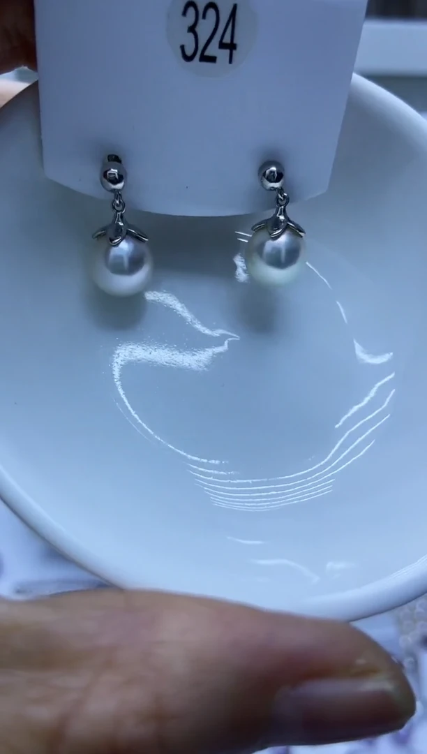 银S925镶嵌耳饰海水珍珠324