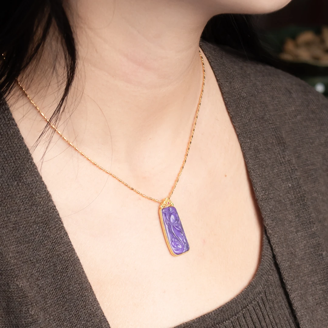 【18k·金】清莲 舒俱来莲花挂脖项链毛衣链锁骨链（吾欢喜系列）