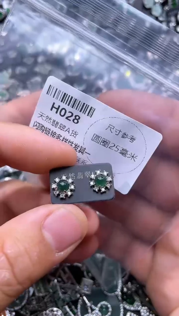 【闪购商品】翡翠颈饰未镶嵌H028耳钉