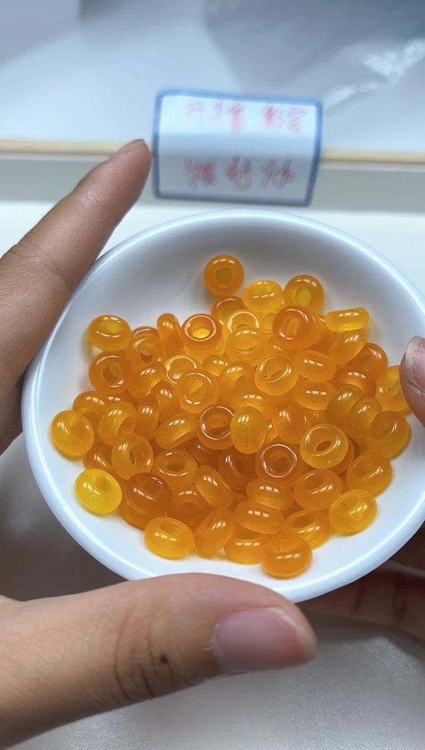 玛瑙/玉髓散珠未镶嵌M928鸡油黄甜甜圈10*内5mm20颗9.9元