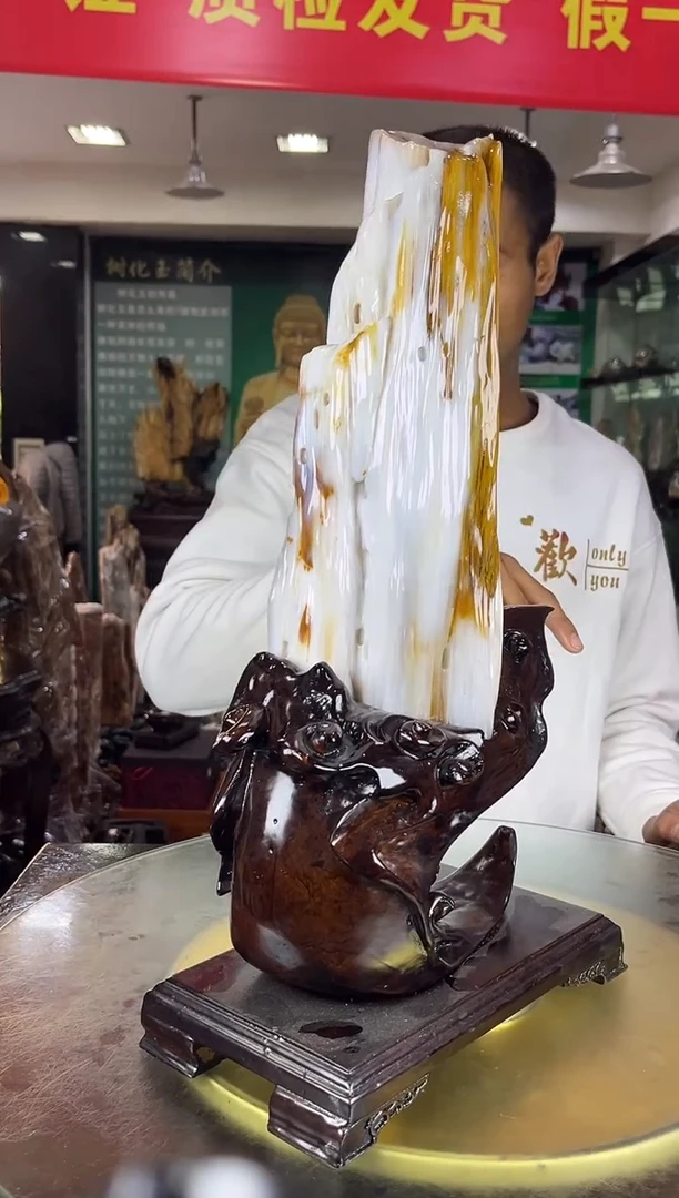 静*缅甸天然树化玉精品摆件