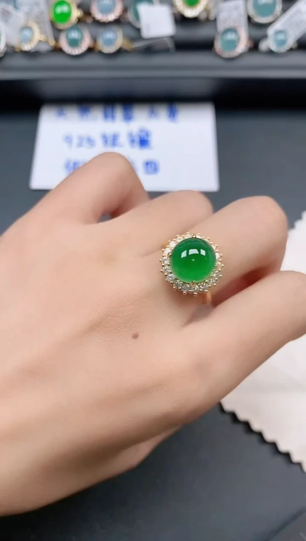 银S925镶嵌戒指翡翠111