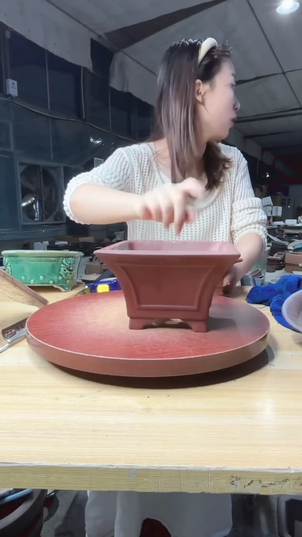紫砂花盆浅草紫砂花盆微瑕