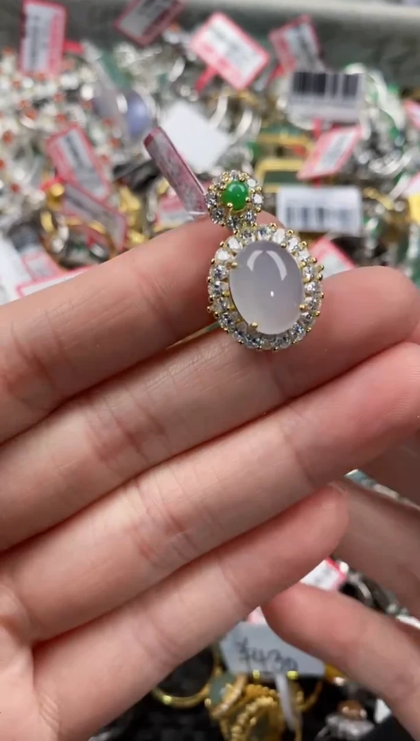 银S925镶嵌戒指翡翠999               2