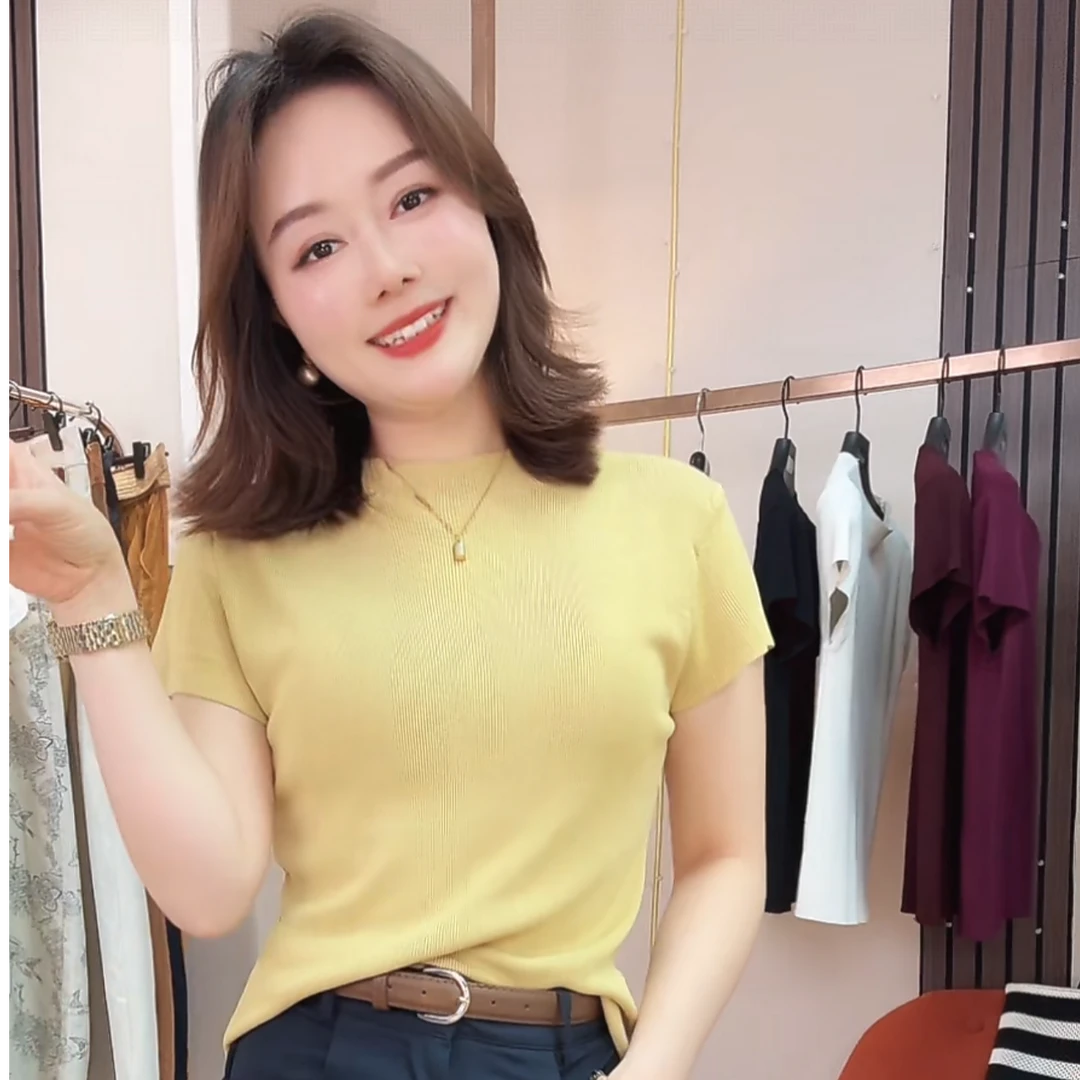 【安迪严选5】045纯色简约短袖正肩小白T女夏修身体恤百搭上衣