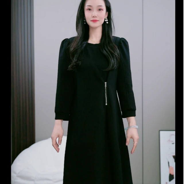 3062 气质黑色时尚连衣裙女装