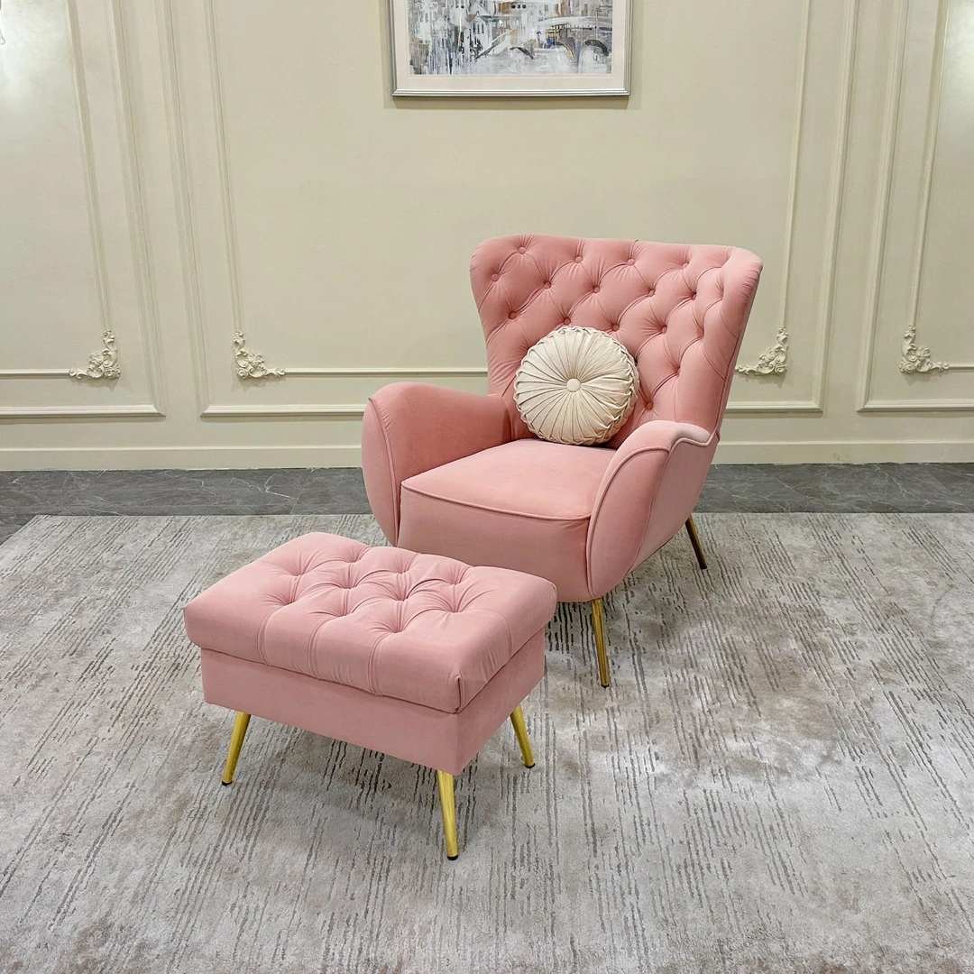 单人家用美式轻奢风客厅书房阳台沙发女孩化妆椅休闲椅服装店802