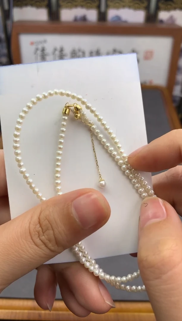 颈饰18K金镶嵌淡水珍珠///////