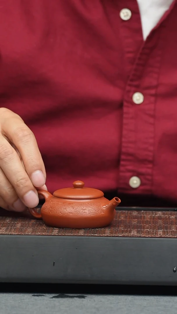 茶壶紫砂五堂 合欢-刻-朱泥