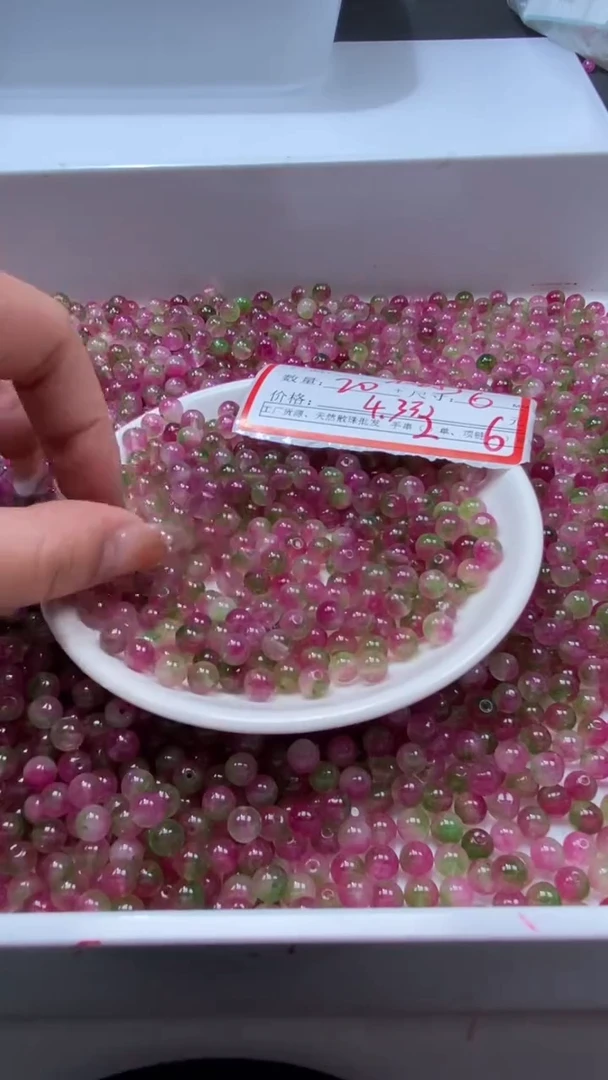 颈饰未镶嵌水晶W1778西瓜碧玺6mm*20颗