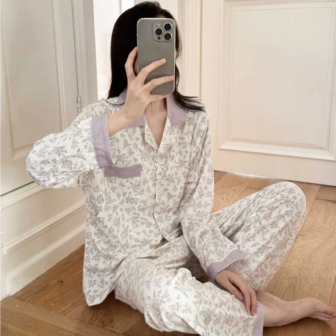 【秋冬云感棉带胸垫】月子服产后哺乳睡衣孕妇喂奶住院服家居服产妇