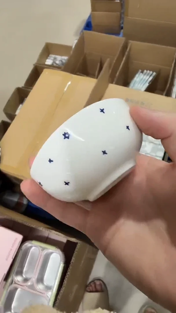 瓷片姆明蓝白冒险3.5寸蘸料碗