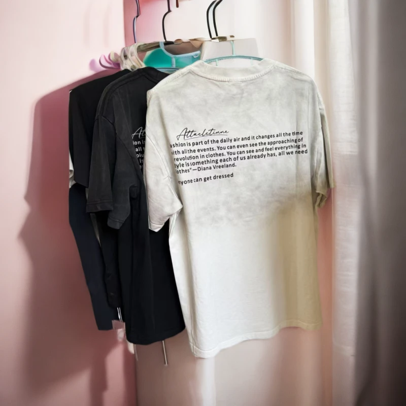 潮牌男装扎染短袖夏季圆领常规T恤宽松度假风工装风