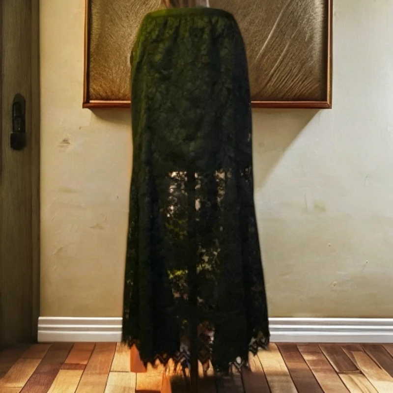 《婉约》2025新款镂空底摆花边重工蕾丝女款复古中式气质半身鱼尾裙