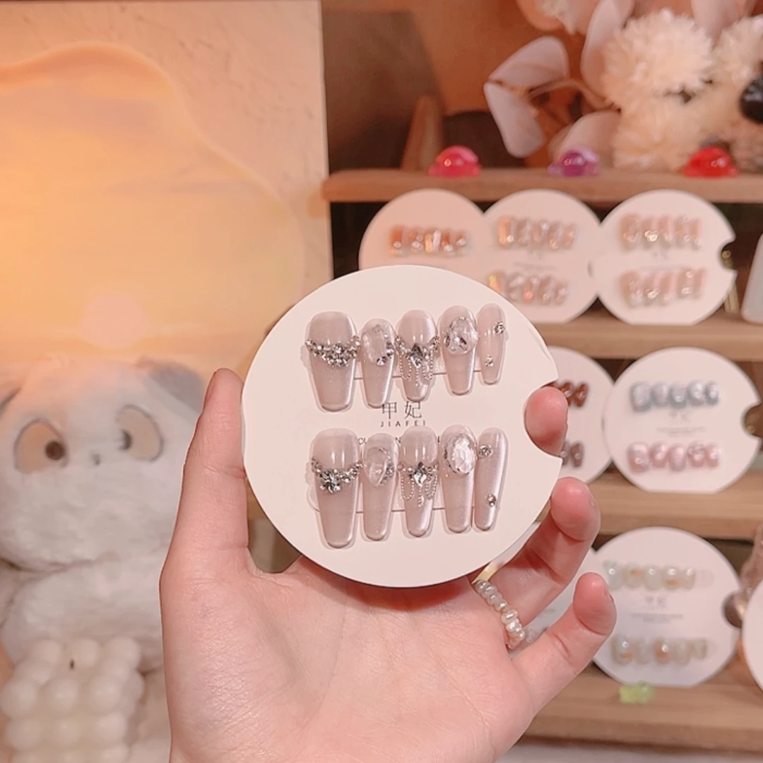 【冬日恋歌】重工手工堆钻裸色显白高级小众设计纯手工穿戴甲