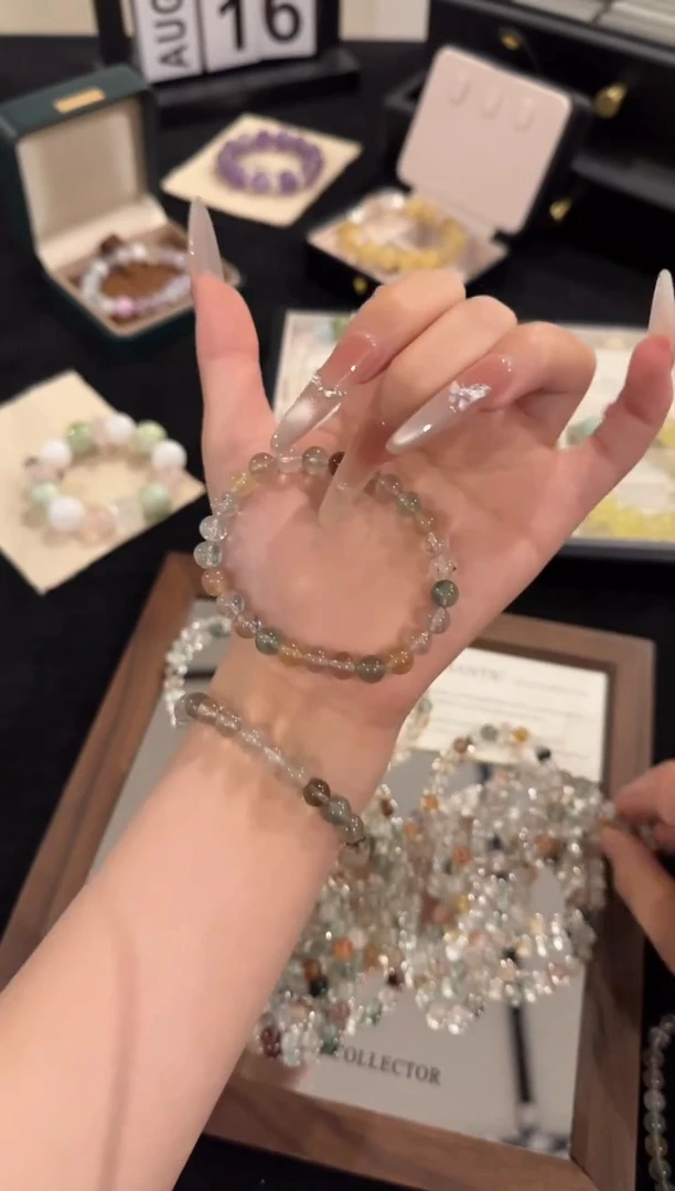 水晶手链合金绿发晶多宝x2187