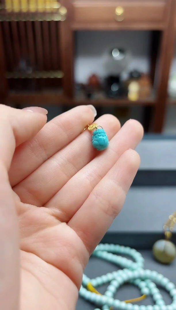 【闪购商品】绿松石挂件18K金镶嵌18k金松石貔貅挂件YX赠链