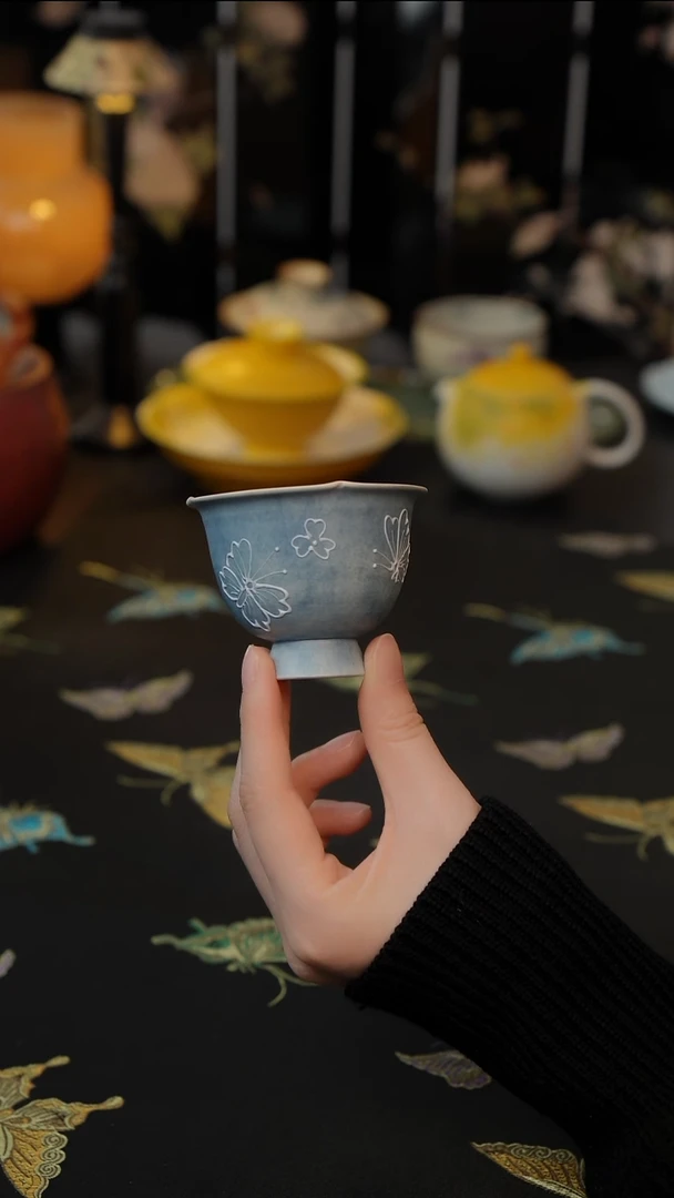 素岚蝶舞  花瓣杯