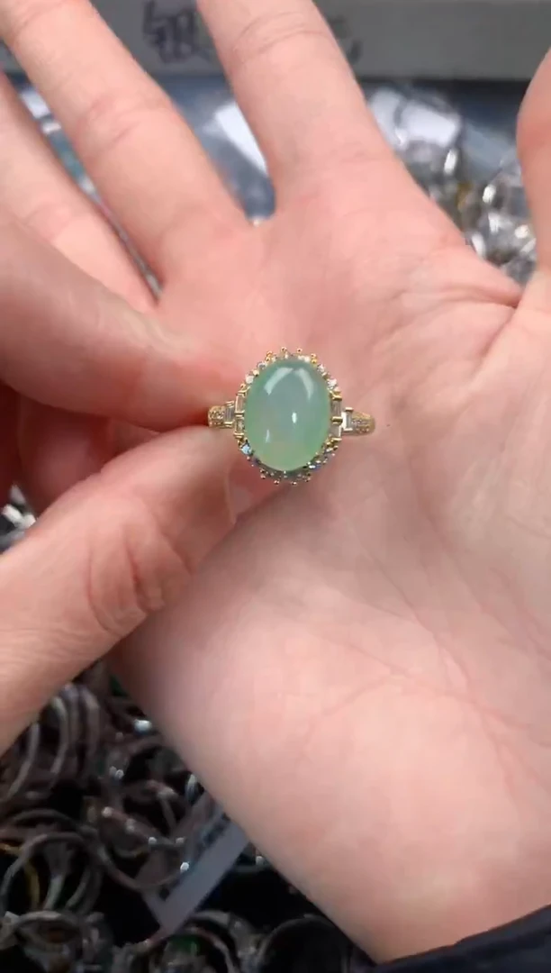 银S925镶嵌戒指翡翠555    8
