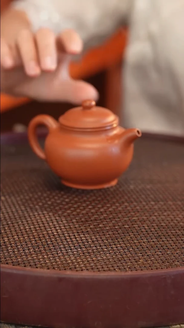茶壶紫砂全手 大红袍 掇只 宽口 170cc