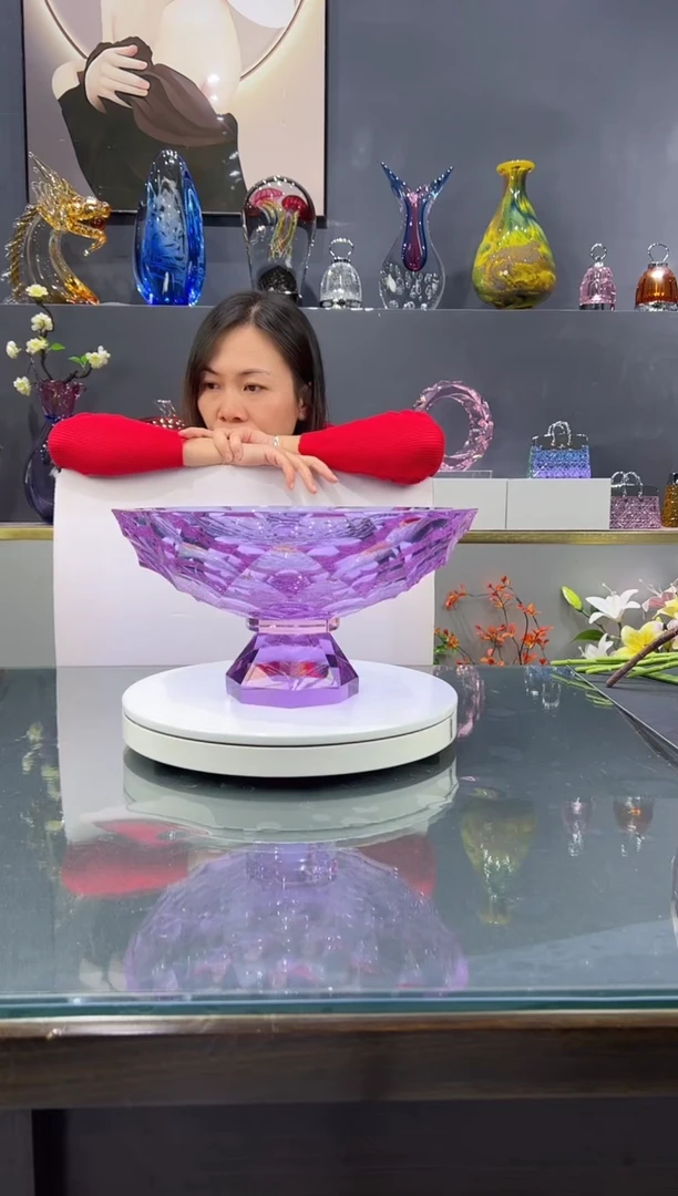 手工艺品琉璃 水晶琉璃果碗1个