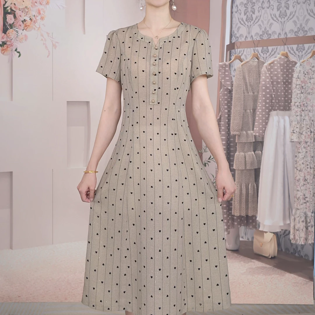 【梦雅女装】2025夏季新款修身气质古典优雅显瘦减龄时尚连衣裙
