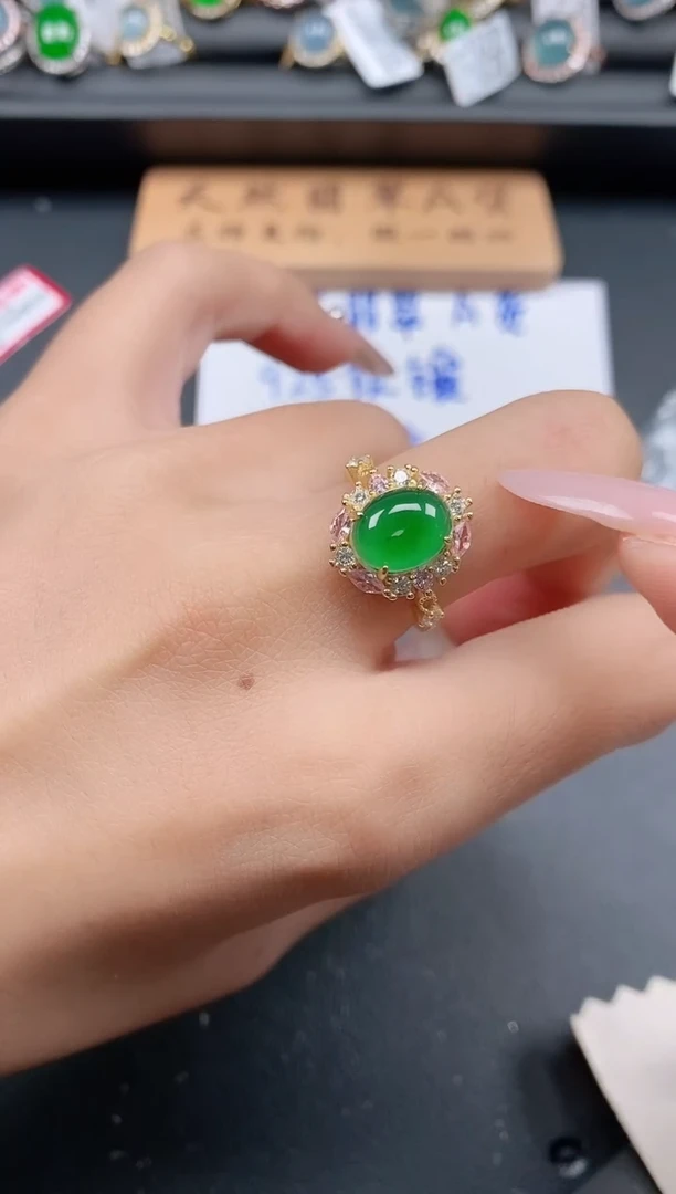 银S925镶嵌戒指翡翠11