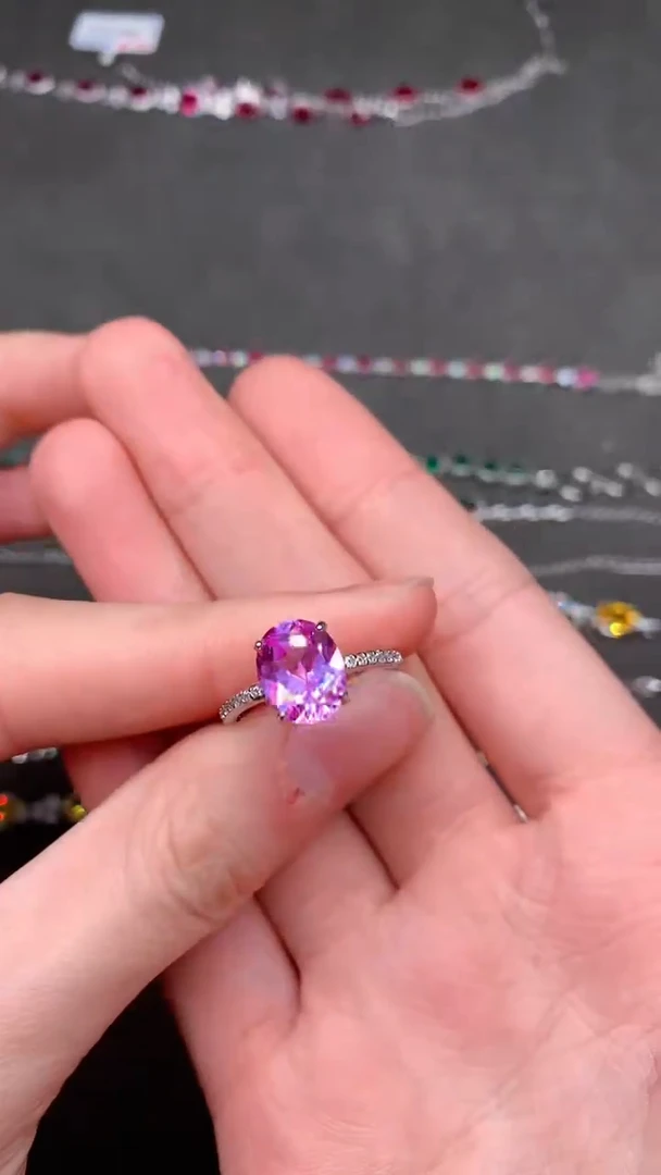 【闪购商品】彩色蓝宝石戒指银S925镶嵌····