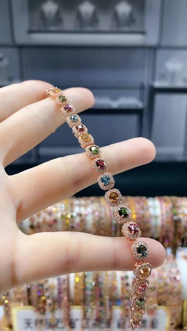 银S925镶嵌手链碧玺雨8888888888