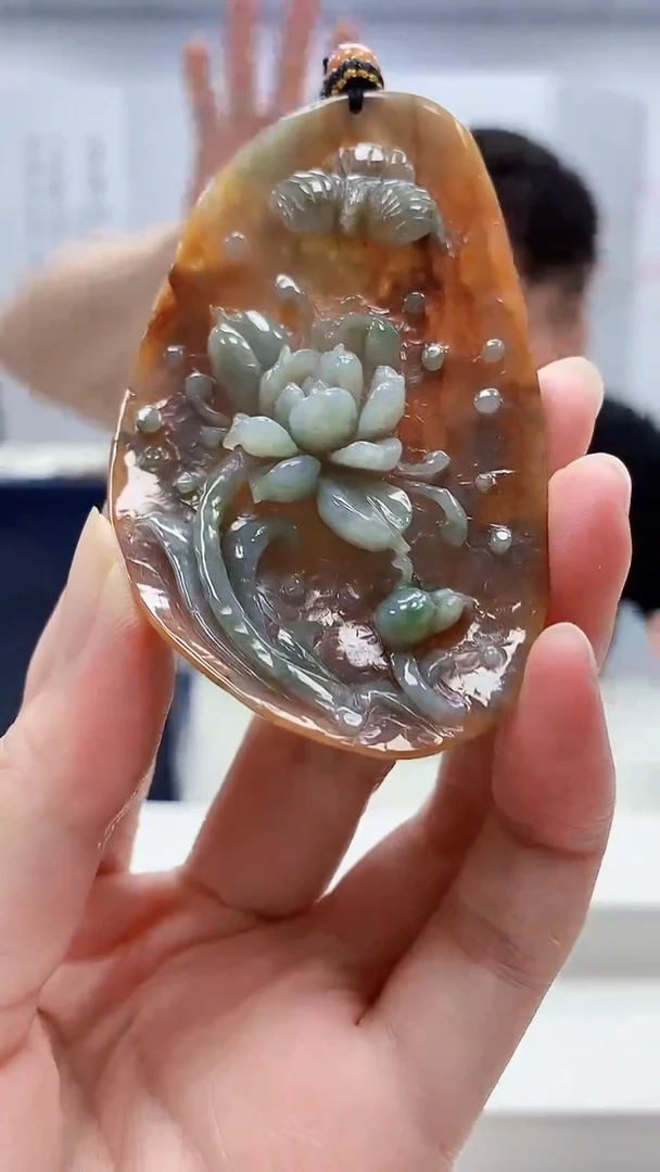定制翡翠未镶嵌5060zm-毛货挂件72花牌