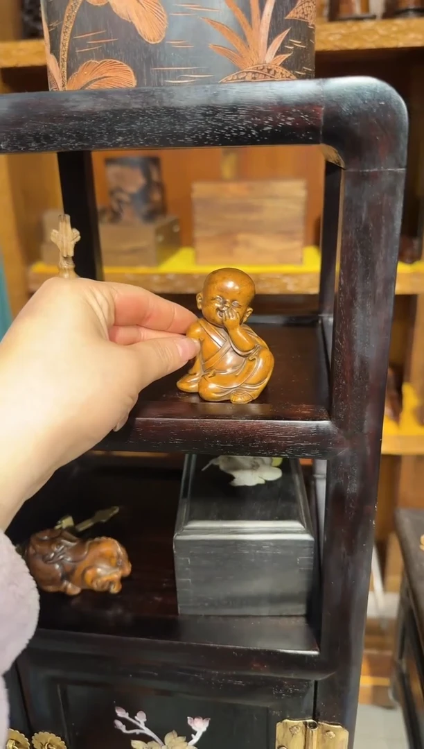 【闪购商品】木木艺黄杨木不说沙弥摆件68.888