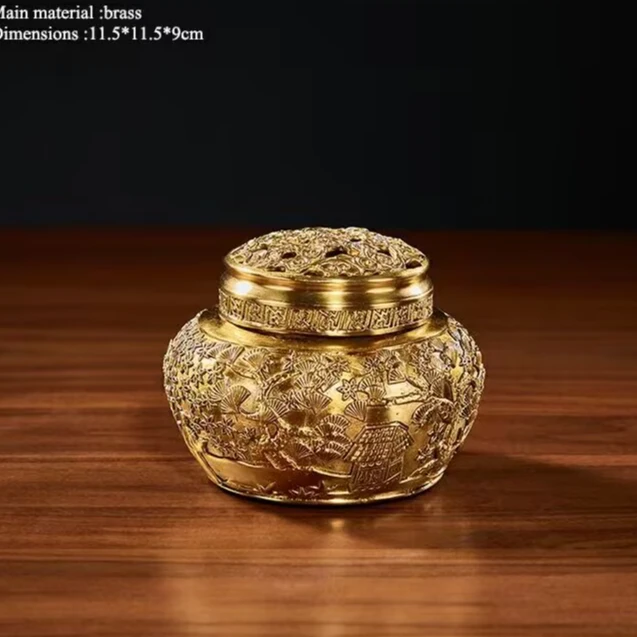 RA901 黄铜迎客松高端香炉摆设客厅茶室摆设