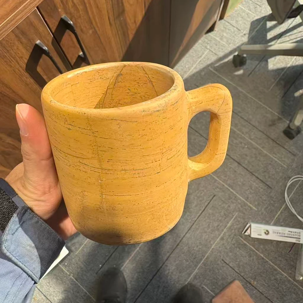 不带盖子玄黄收藏款手端杯子茶具（把手杯）