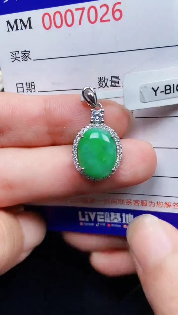 翡翠银S925镶嵌颈饰7026